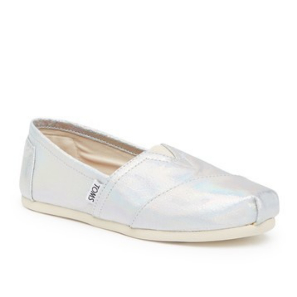 Toms Women's Classic Canvas Size 7 Silver Shine